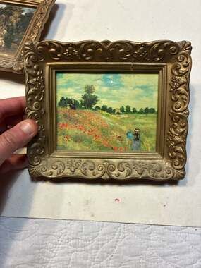 Claude Monet Poppies at Argenteuil Vintage Art Print in Ornate Gold Frame